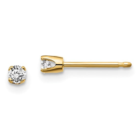 14K Yellow Gold 1/10 ct Diamond Stud Push On Post Earrings