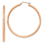 Afbeelding in Gallery-weergave laden, 14K Rose Gold Diamond Cut Knife Edge Round Hoop Earrings 44mm x 2.5mm
