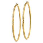 Afbeelding in Gallery-weergave laden, 14K Yellow Gold Diamond Cut Knife Edge Round Hoop Earrings 68mm x 2.5mm
