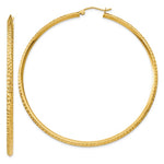 Afbeelding in Gallery-weergave laden, 14K Yellow Gold Diamond Cut Knife Edge Round Hoop Earrings 68mm x 2.5mm
