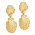 Lataa kuva Galleria-katseluun, 14k Yellow Gold Double Seashell Clam Scallop Shell Dangle Earrings
