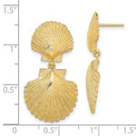 Indlæs billede til gallerivisning 14k Yellow Gold Double Seashell Clam Scallop Shell Dangle Earrings
