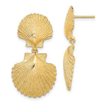 Lataa kuva Galleria-katseluun, 14k Yellow Gold Double Seashell Clam Scallop Shell Dangle Earrings
