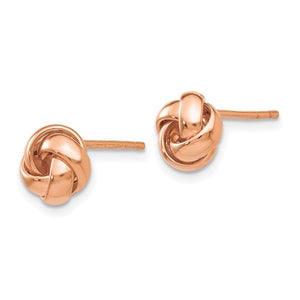 14k Rose Gold Classic Love Knot Stud Post Earrings