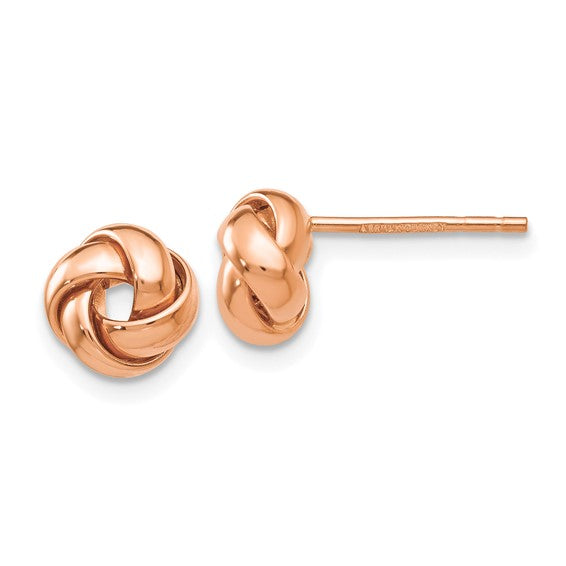 14k Rose Gold Classic Love Knot Stud Post Earrings