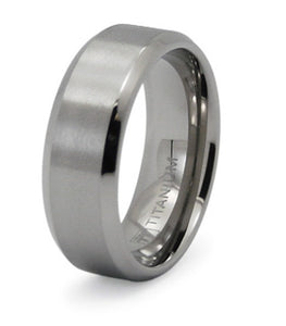 Titanium Wedding Ring Band Beveled Edge Design