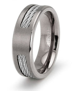 Titanium Wedding Ring Band Double Cable