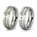 Load image into Gallery viewer, Titanium Wedding Ring Band Eternity with CZ Engraved Personalized
