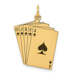 Lataa kuva Galleria-katseluun, 14k Yellow Gold Enamel Playing Cards Royal Flush Pendant Charm
