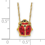 Lataa kuva Galleria-katseluun, 14k Yellow Gold Enamel Red Ladybug Pendant Charm Necklace
