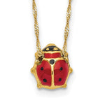 將圖片載入圖庫檢視器 14k Yellow Gold Enamel Red Ladybug Pendant Charm Necklace
