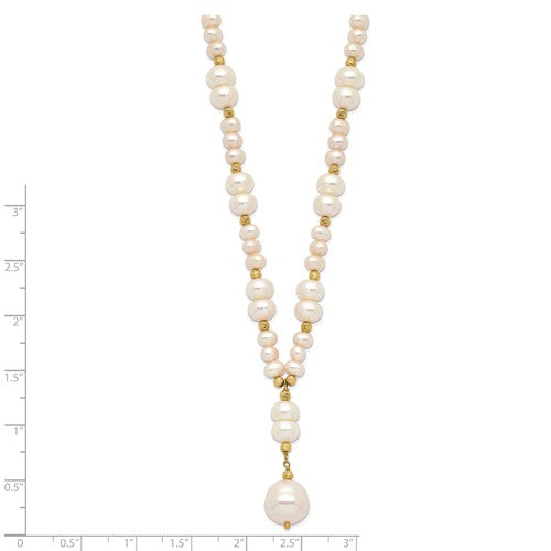 14k Yellow Gold Freshwater Cultured Pearl Lariat Y Necklace