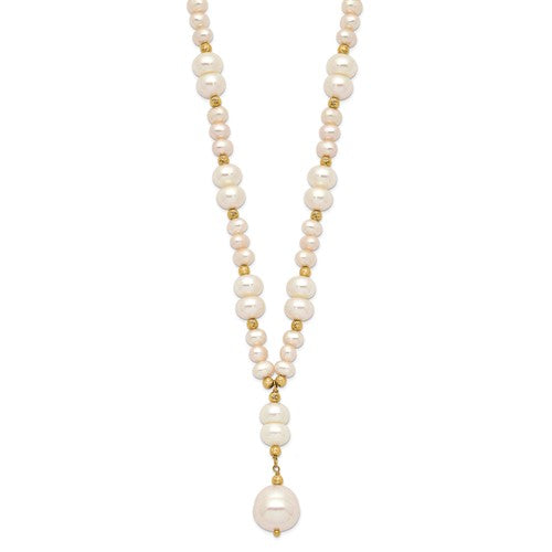 14k Yellow Gold Freshwater Cultured Pearl Lariat Y Necklace