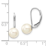 Charger l&#39;image dans la galerie, 14K White Gold White Round 7-8mm Saltwater Akoya Cultured Pearl Lever Back Dangle Drop Earrings
