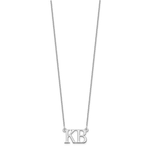 14K 10k Yellow Rose White Gold Sterling Silver Uppercase Two Letter Initial Alphabet Pendant Charm Necklace