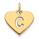 Załaduj obraz do przeglądarki galerii, 14k Yellow Gold Letter C Initial Alphabet Cut Out Heart Pendant Charm
