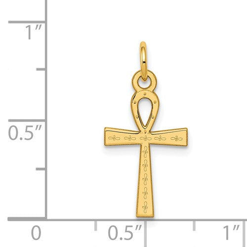 14k Yellow Gold Ankh Cross Pendant Charm