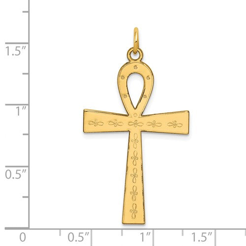 14k Yellow Gold Ankh Cross Pendant Charm