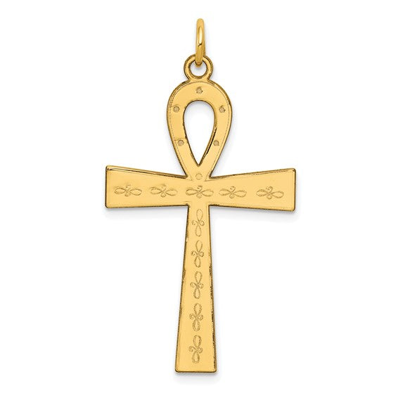 14k Yellow Gold Ankh Cross Pendant Charm