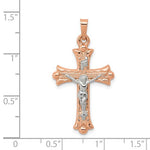 Load image into Gallery viewer, 14k Rose White Gold Two Tone Cross Crucifix Pendant Charm
