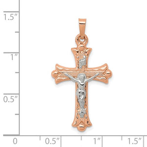 14k Rose White Gold Two Tone Cross Crucifix Pendant Charm