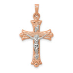 將圖片載入圖庫檢視器 14k Rose White Gold Two Tone Cross Crucifix Pendant Charm
