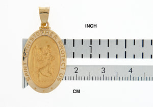 14k Yellow Gold Saint Christopher Medal Hollow Pendant Charm