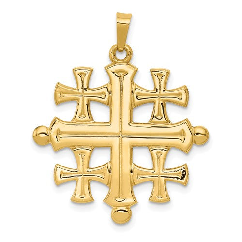 14k Yellow Gold Jerusalem Cross Pendant Charm