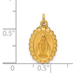 Carica l&#39;immagine nel visualizzatore di Gallery, 14k Yellow Gold Blessed Virgin Mary Miraculous Medal Oval Scalloped Edge Small Pendant Charm
