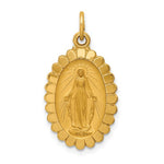 Lade das Bild in den Galerie-Viewer, 14k Yellow Gold Blessed Virgin Mary Miraculous Medal Oval Scalloped Edge Pendant Charm
