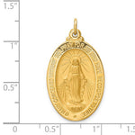 Indlæs billede til gallerivisning 14k Yellow Gold Blessed Virgin Mary Miraculous Medal Oval Pendant Charm
