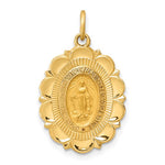 Afbeelding in Gallery-weergave laden, 14k Yellow Gold Blessed Virgin Mary Miraculous Medal Oval Scalloped Edge Pendant Charm
