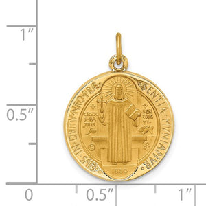 14K Yellow Gold Saint Benedict Round Medallion Pendant Charm