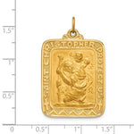 Cargar imagen en el visor de la galería, 14k Yellow Gold Saint Christopher Rectangle Medallion Pendant Charm
