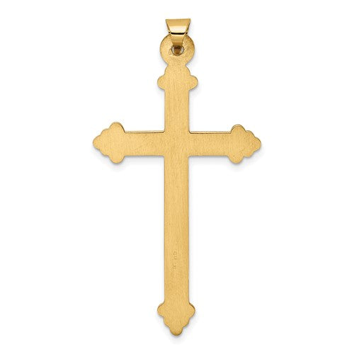 14k Yellow Gold Cross with Hearts Large Pendant Charm