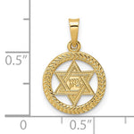 Indlæs billede til gallerivisning 14k Yellow Gold Star of David Textured Round Circle Pendant Charm
