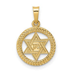 Charger l&#39;image dans la galerie, 14k Yellow Gold Star of David Textured Round Circle Pendant Charm
