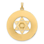 Kép betöltése a galériamegjelenítőbe: 14K Yellow White Gold Two Tone Star of David Torah Circle Round Pendant Charm
