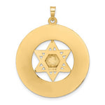 Load image into Gallery viewer, 14K Yellow White Gold Two Tone Star of David Torah Circle Round Pendant Charm
