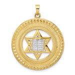 Загрузить изображение в средство просмотра галереи, 14K Yellow White Gold Two Tone Star of David Torah Circle Round Pendant Charm
