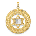Load image into Gallery viewer, 14K Yellow White Gold Two Tone Star of David Torah Circle Round Pendant Charm
