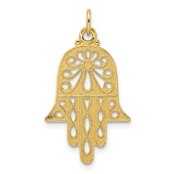 14k yellow gold hamsa chamseh hand of god pendant charm