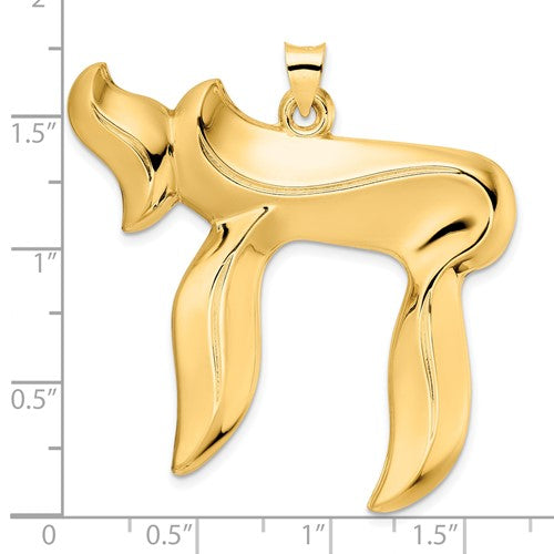 14K Yellow Gold Large Chai Symbol Pendant Charm
