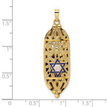 Cargar imagen en el visor de la galería, 14K Yellow Gold Enamel Mezuzah with Star of David Pendant Charm

