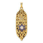 Afbeelding in Gallery-weergave laden, 14K Yellow Gold Enamel Mezuzah with Star of David Pendant Charm
