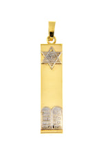 Załaduj obraz do przeglądarki galerii, 14k Gold Two Tone Mezuzah Star of David Torah Pendant Charm
