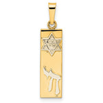 Load image into Gallery viewer, 14k Gold Two Tone Mezuzah Star of David Chai Pendant Charm

