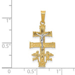 將圖片載入圖庫檢視器 14k Yellow White Gold Two Tone Caravaca Crucifix Cross Pendant Charm
