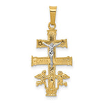 이미지를 갤러리 뷰어에 로드 , 14k Yellow White Gold Two Tone Caravaca Crucifix Cross Pendant Charm
