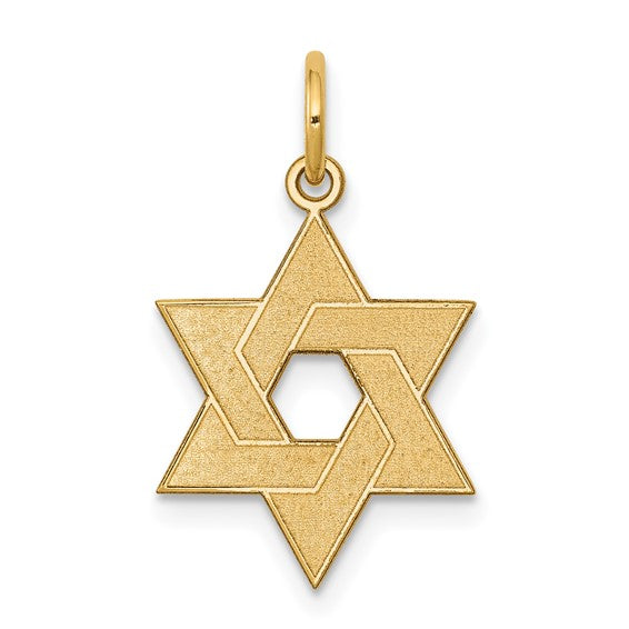 14k Yellow Gold Star of David Pendant Charm